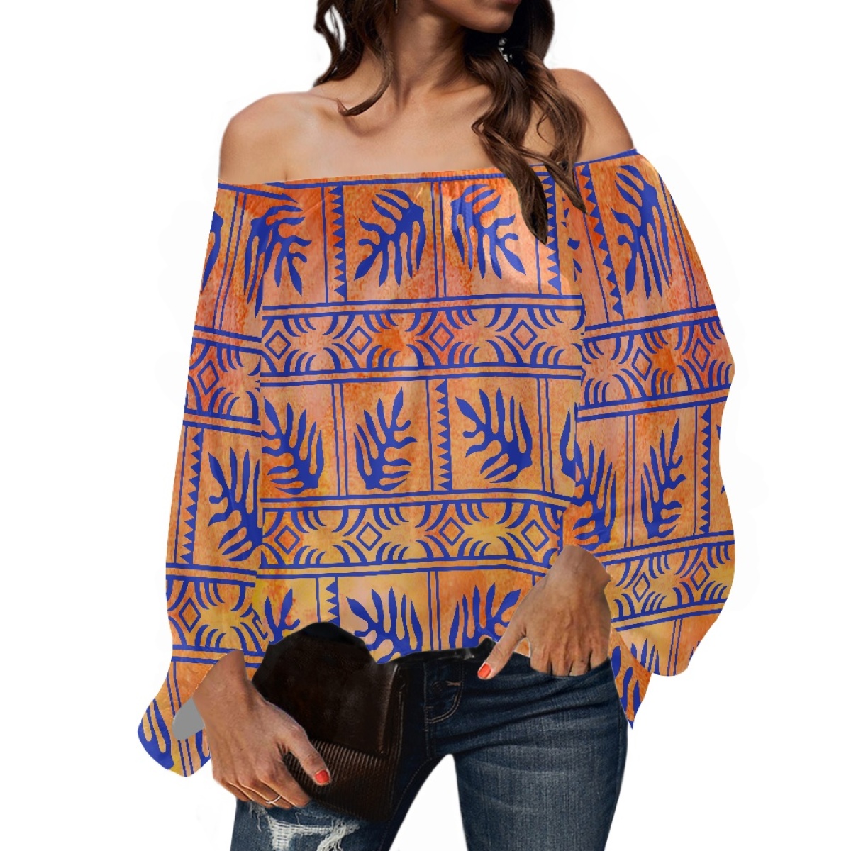 Blouse Off Shoulder - Полинезийская этническая одежда: элегантная женская блузка