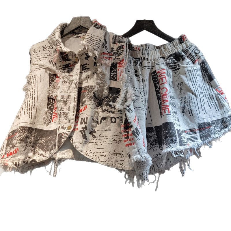 Shorts Denim Frayed - Шикарный женский джинсовый жилет с надписью