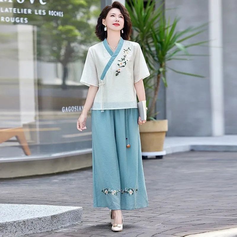 Linen Pant Wide - Новый женский комплект из льна в